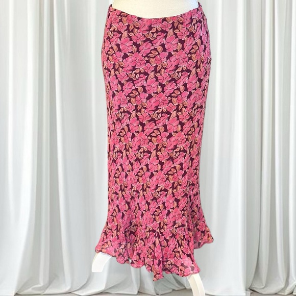 Jane Seymour Signature 100% Silk Floral Skirt - Size 8 - Picture 1 of 6